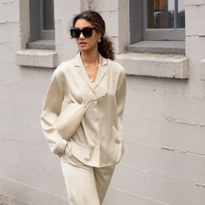 XS OAK + FORT Satin Blouse (Beige)